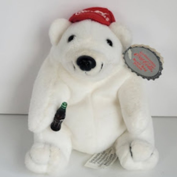Set of 2 Vintage Plush Coca Cola Polar Bears with Tags 5" tall - Picture 5 of 6